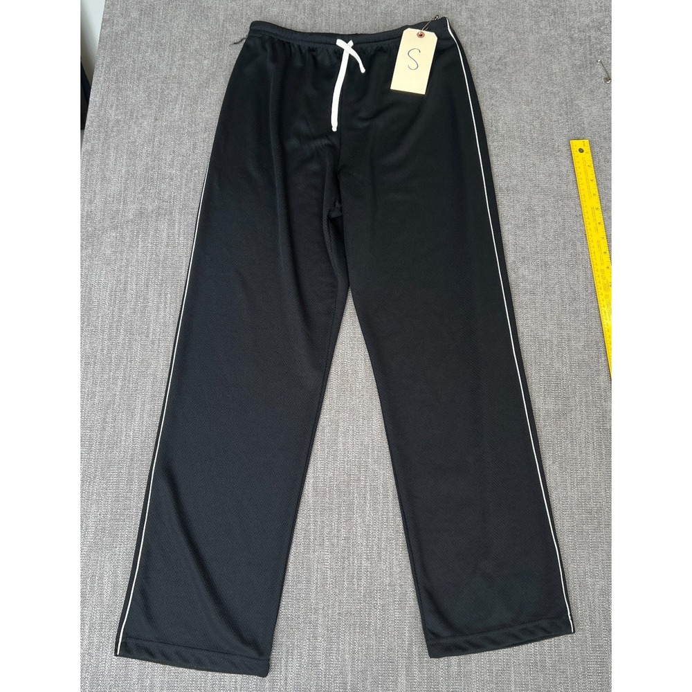 Pro Spirit Mesh Track Pants Mens Small Black White Piping Athletic Gym Warm-Up